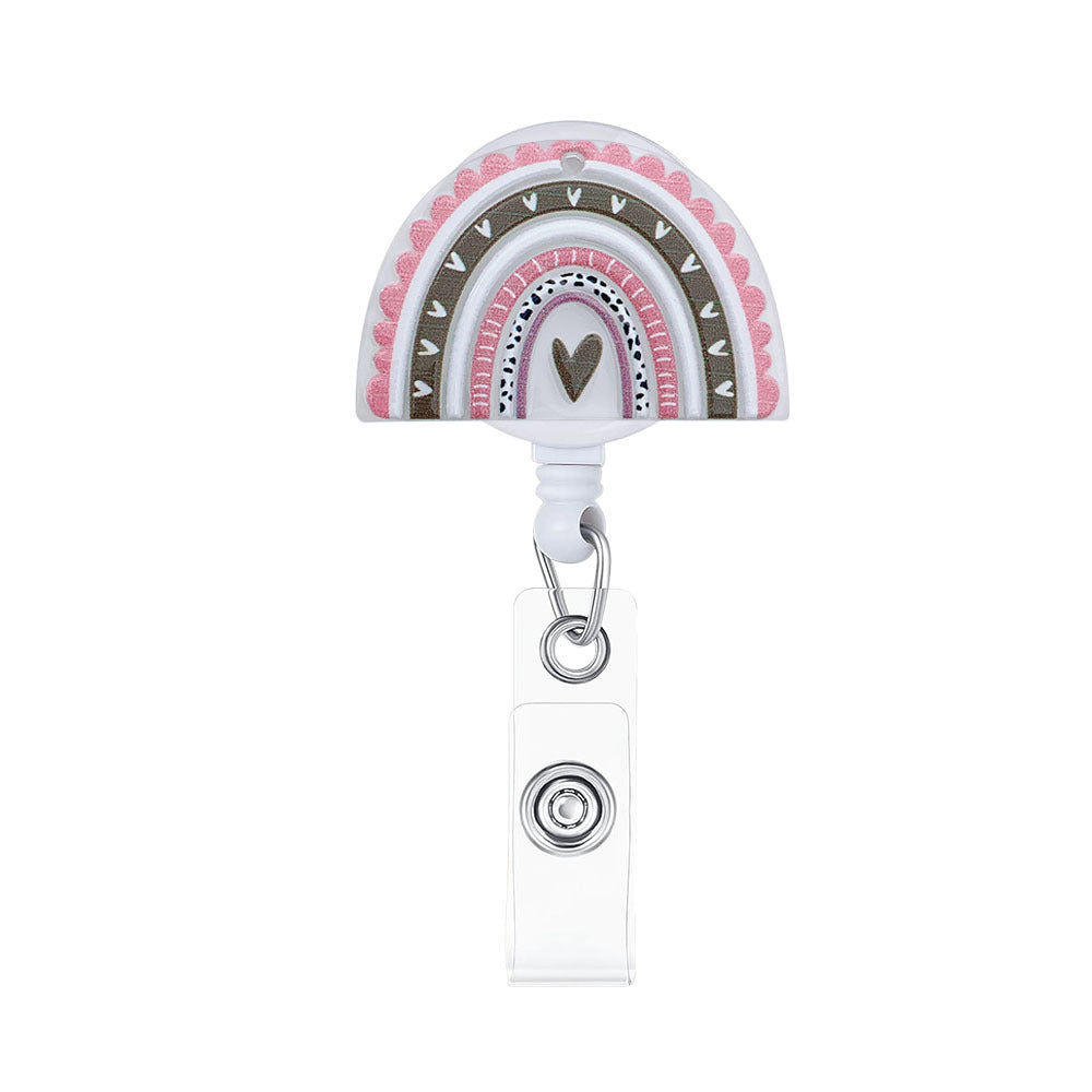 Wholesale Rainbow Acrylic Retractable Badge Reel Keychain